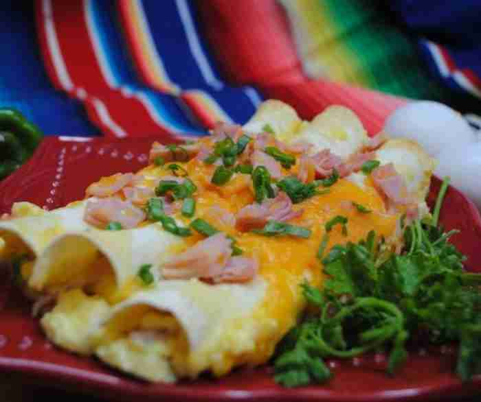 Breakfast ham enchiladas