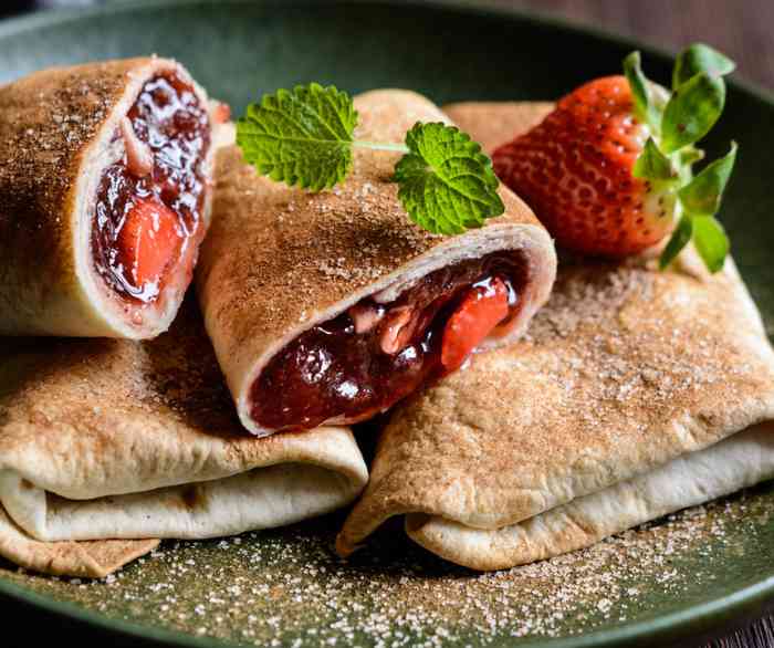 Chocolate strawberry chimichangas